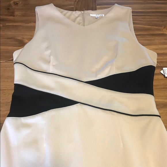 NWT: Studio One, Beige dress w/ black accents Sz16 - Picture 4 of 11